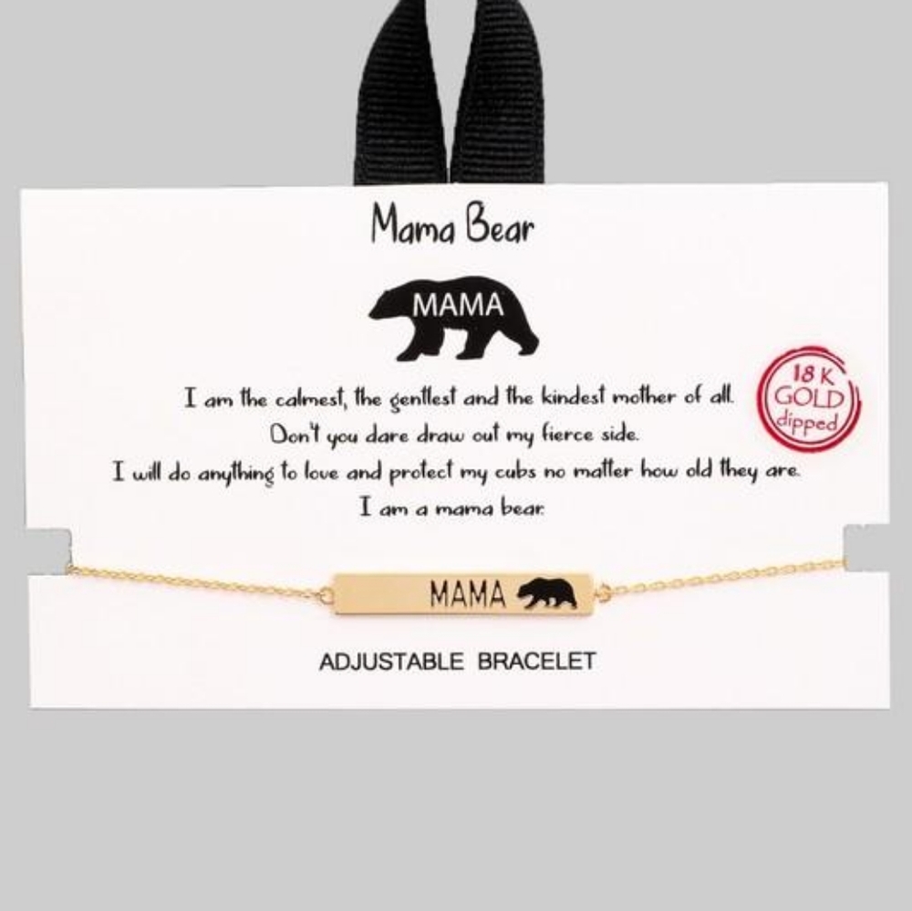 Dainty 18k Gold Dipped Mama Bear Bracelet